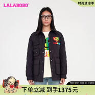 拉拉波波設(shè)計(jì)感格子羽絨服女秋冬新款黑色簡約休閑多口袋外套LBCC-WSYR11 黑色 M 165