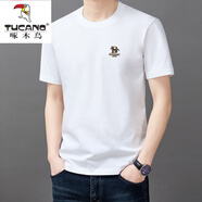 啄木鳥(niǎo)（TUCANO）圓領(lǐng)短袖T恤男純棉透氣親膚衛(wèi)衣夏季中青年半袖體恤純色感上衣服 短袖9938白色 M 165建議90-120斤