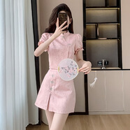 珂梵圖小個(gè)子氣質(zhì)套裝2025新中式國風(fēng)高端女裝兩件套連衣裙高級(jí)感顯瘦氣 粉紅套裝 S 均碼