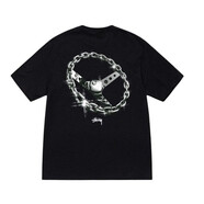 斯圖西（stussy）Stuss 澌圖西鐵鏈黑色八號短袖T恤寬松情侶圓領印花上衣夏季潮牌 黑色（三標齊全） L