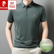 皮爾卡丹（pierre cardin）高檔短袖t恤男夏季新款商務(wù)休閑翻領(lǐng)polo.衫抗皺免燙體恤男裝上衣 豆綠色 M 165建議90-120斤