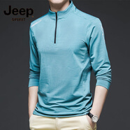 JEEP SPIRIT秋季長袖t恤男士潮牌ins潮流立領(lǐng)男裝春秋青年百搭寬松運動上衣服 C-70810藍色 M