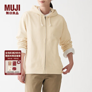 無(wú)印良品 MUJI 男女通用 緊密編織毛圈 拉鏈連帽衫 休閑外套 無(wú)性別 衛(wèi)衣 原色 S -M(165/88A)