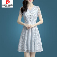 皮爾卡丹（pierre cardin）中年媽媽高貴夏裝連衣裙年新款夏季女裝中長(cháng)款氣質(zhì)刺繡蕾絲裙 798網(wǎng)紗繡花 M 建議(90-104斤)