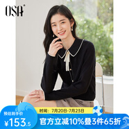 歐莎（OSA）千金小香風(fēng)減齡內(nèi)搭娃娃領(lǐng)針織衫2025秋新款打底衫毛衣女上衣氣質(zhì) 黑色A S