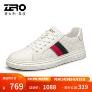 零度男鞋休閑皮鞋2025新款潮流男士休閑鞋品牌真牛皮小白鞋舒適運動(dòng)鞋 S13100白色 38