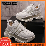 NOSSKISS國際奢侈品牌男鞋老爹鞋時尚百搭休閑鞋舒適透氣跑步鞋厚底增高 白色【品牌禮盒】 40