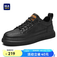 海瀾之家HLA男鞋休閑男士板鞋運動鞋HAAXXM2EBF310 黑色沖孔款41