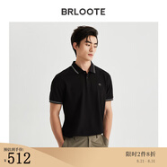 巴魯特（Brloote）男士短袖POLO衫桑蠶絲混紡商務(wù)體恤衫男夏 黑色 165