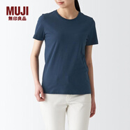 無印良品 MUJI 女式 天竺編織 T恤 短袖 正肩T恤 BBA01A2S 深藏青色 S（155/80A）