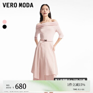 VEROMODA連衣裙2024春夏新款一字領五分袖修身A字不規(guī)則通勤優(yōu)雅 SB4淺豆沙色 160/80A/S