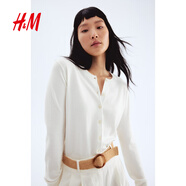 H&M女裝毛針織衫夏季慵懶風(fēng)圓領(lǐng)長(zhǎng)袖打底衫短款外套0579541 奶油色 M 165/96