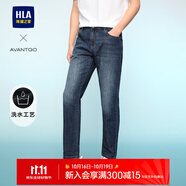 HLA海瀾之家牛仔褲男三國演義大碼直筒褲五袋款褲子男 牛仔藍過渡色（深）34 L 175/84A(L)推薦66-71kg