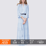MeetMetro瑪依爾法式仙女連衣裙女2025春新款高端氣質(zhì)純欲風(fēng)裙子禮服長裙 淺藍(lán)【現(xiàn)貨】 S