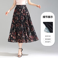 薩拉維夫 SLLAVIF波點(diǎn)網(wǎng)紗半身裙女2025夏季新款高腰a字裙中長(zhǎng)松緊腰顯瘦百褶傘裙 紅花 XL 22 2尺2  29碼