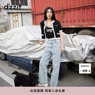 DZZIT【愛心老花】地素短外套夏季提花工藝牛仔上衣女 藍色(長褲) XS