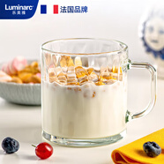 樂(lè )美雅（Luminarc）玻璃杯帶把手水杯茶杯鋼化玻璃咖啡杯微波爐可用冰川紋500ml*2