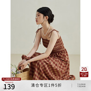 自巧（ZIQIAO）小個(gè)子法式復(fù)古打攬格紋連衣裙2023新款高腰吊帶裙氣質(zhì)長(zhǎng)裙 紅格紋吊帶 XXS (1碼)