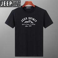 JEEP SPIRIT吉普夏季男士短袖t恤寬松半袖純棉上衣服圓領(lǐng)薄款彈力大碼體恤男 黑色 3XL
