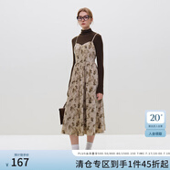 范思藍恩燈芯絨碎花吊帶連衣裙女秋冬內搭新款裙子 卡其色 XS