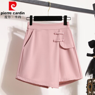 皮爾卡丹2025夏季新款寬松大碼韓版設計感女短裙褲胖MM短褲時(shí)尚防走光短裙 粉色 XL (建議100-120斤)
