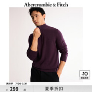 ABERCROMBIE & FITCH男裝24秋冬款經(jīng)典小麋鹿美式半拉鏈套頭針織衫毛衣KI120-4149 深紫色 M (180/100A)