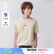 哈吉斯（HAZZYS）男裝 夏款簡約男上衣【3A級(jí)抗菌】短袖T恤男ASTZE0BBX68 乳白色I(xiàn)V S (165/88A 44)