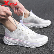 特步（XTEP）女鞋運動(dòng)鞋子女秋季新款網(wǎng)面透氣回彈減震休閑鞋小白鞋跑步鞋女 帆白/雪青紫/翻糖粉 36