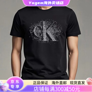 Calvin Kleinck短袖t恤男夏季新款大碼圓領(lǐng)青年白色休閑純棉體恤修身半袖上衣 CK808黑色短袖 2XL 【156-176斤】