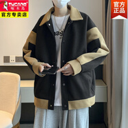 啄木鳥(niǎo)（TUCANO）春秋季毛呢西裝外套男韓版潮流帥氣夾克ins港風(fēng)寬松復古休閑西服 黑色 高品質(zhì)收藏加購優(yōu)先發(fā)貨 L (170)