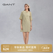 GANT/甘特2024年新款女士中長(cháng)款裙子休閑寬松字母印花五分袖連衣裙 726黃色 L (38)
