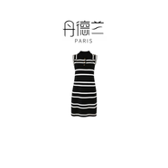 丹德蘭2025夏季小香風(fēng)黑白條紋連衣裙女設(shè)計感小眾高級感修身顯瘦-2675 黑色 L （125-135斤）