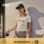 森馬（Semir）POLO衫女短款小心機撞色夏季復(fù)古字母緊身套頭衫109324115006