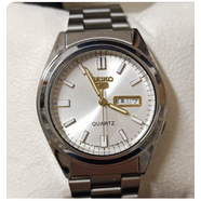 精工（SEIKO）庫存精工金色石英表非機械中老年復古男女表防水雙日歷純金表 鋼殼白盤(pán)大丁外徑37mm