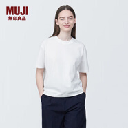 無印良品（MUJI）女式 天竺編織圓領(lǐng)短袖T恤上衣打底衫女款內(nèi)搭多巴胺女裝 白色BB2P6C4S L (165/88A)