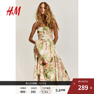 H&M女裝連衣裙無袖2025年秋季新款背面系帶抹胸連身裙1282610 白色/花卉 L 170/104