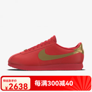 耐克（NIKE） Cortez 耐克阿甘鞋男女情侶可定制蛇年本命年紅色運動(dòng)休閑鞋 紅色/金色 38.5