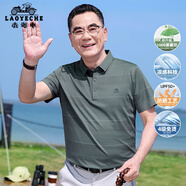 老爺車（LAOYECHE）父親節(jié)禮物實(shí)用送爸爸涼感冰絲短袖t恤男夏季polo衫中年男士衣服 YT242200605T灰綠色 XL (180) 【推薦體重145-160斤】