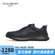 VICKI BROWN【VB男鞋】法國品牌男士皮鞋舒適復古印花休閑鞋潮流輕質鞋子男 藍色 41