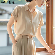 J-the2025新款冷淡系感干練氣質(zhì)時尚職業(yè)襯衫褲子兩件套裝女裝夏季 短袖上衣 M 【建議95-110斤】