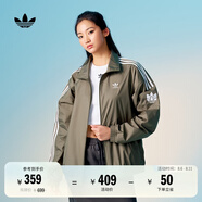adidas情侶款復(fù)古風(fēng)梭織立領(lǐng)夾克外套男女阿迪達斯官方三葉草 巖層橄欖綠 3XL