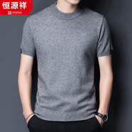 恒源祥男裝半袖羊毛男秋冬季羊絨針織t恤短袖毛衣半高領(lǐng)大碼打底衫 8819灰色 175/88A