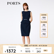 PORTS寶姿春夏款女裝修身連衣裙優(yōu)雅無袖包臀職業(yè)連衣裙 丈青-1 M (6)