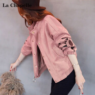 拉夏貝爾（La Chapelle）短外套女裝2025秋季新款韓版寬松短款牛仔外套春秋風(fēng)衣小個子夾克 粉色 均碼 .