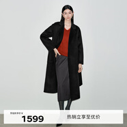 伊芙麗【高智大衣】伊芙麗設(shè)計感黑天鵝雙面呢羊毛大衣2024冬裝毛呢外套 黑色 160/84A/M 108-120斤