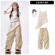 機器虎爵士舞女童服裝潮酷女孩jazz街舞時髦套裝夏女團走秀甜酷風演出服 上衣+褲子+帽子 110 cm
