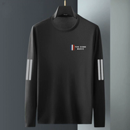 其他品牌男士長(cháng)袖T恤男春秋內搭T恤男裝寬松彈力打底衫男印花t運 三色旗【長(cháng)袖-黑色】 M 建議80-100斤