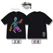 斯圖西（stussy）美式字母圖西短袖重磅印花街頭男女情侶同款復(fù)古寬松上衣T恤 和平與繁榮（黑色） S  （高版本加包裝）