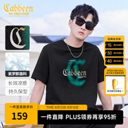 卡賓男裝 【涼感】索羅那暈染印花T恤秋潮流肌理LOGO短袖街頭休閑A 漆黑色-涼感 2XL /185/54