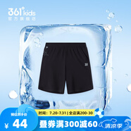 361度童裝男童五分褲2025夏季新款小中大童速干透氣女童梭織運(yùn)動(dòng)短褲 經(jīng)典黑 170